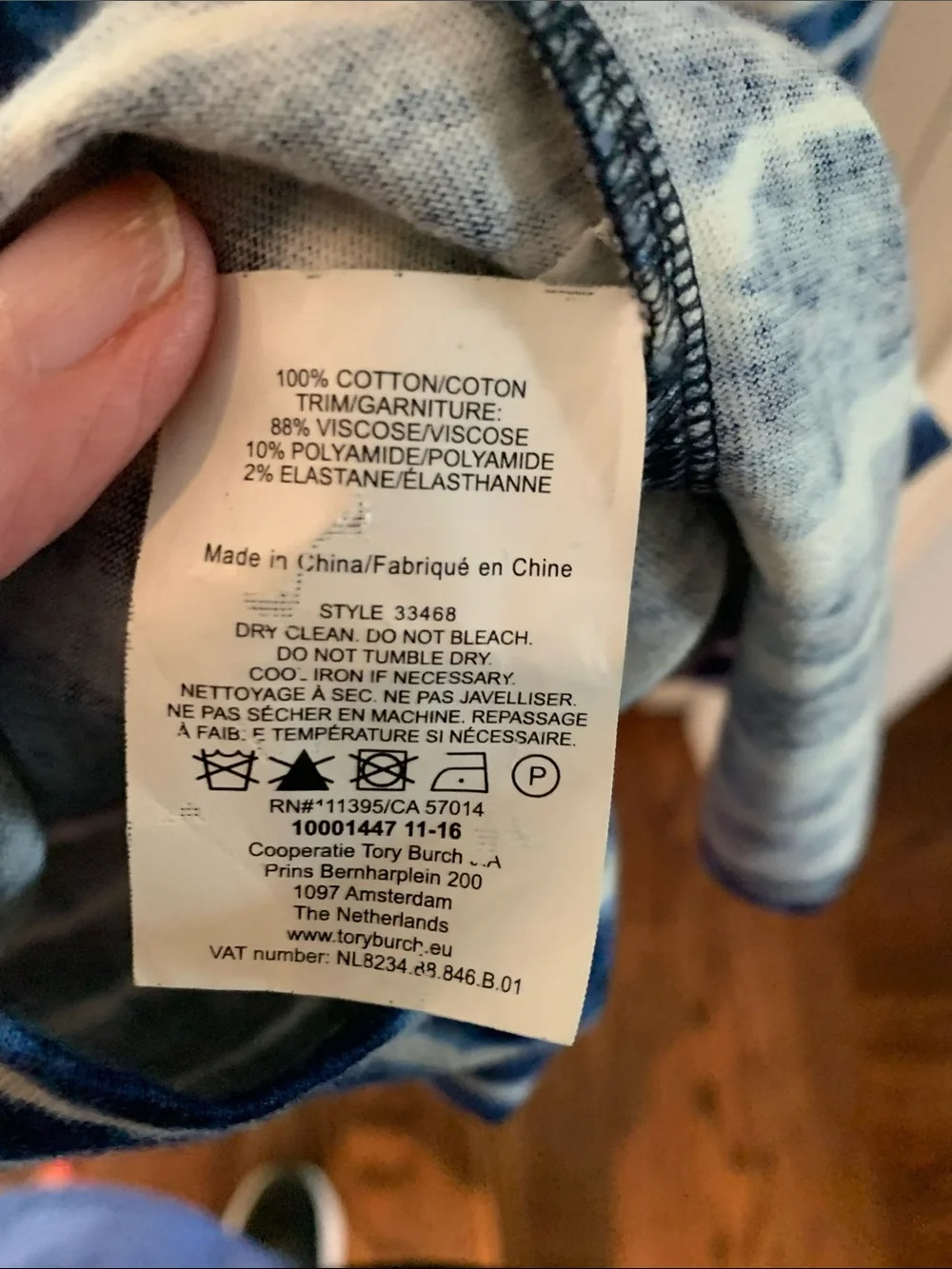 Tory Burch Blue and White Tie-Dye Mini Dress